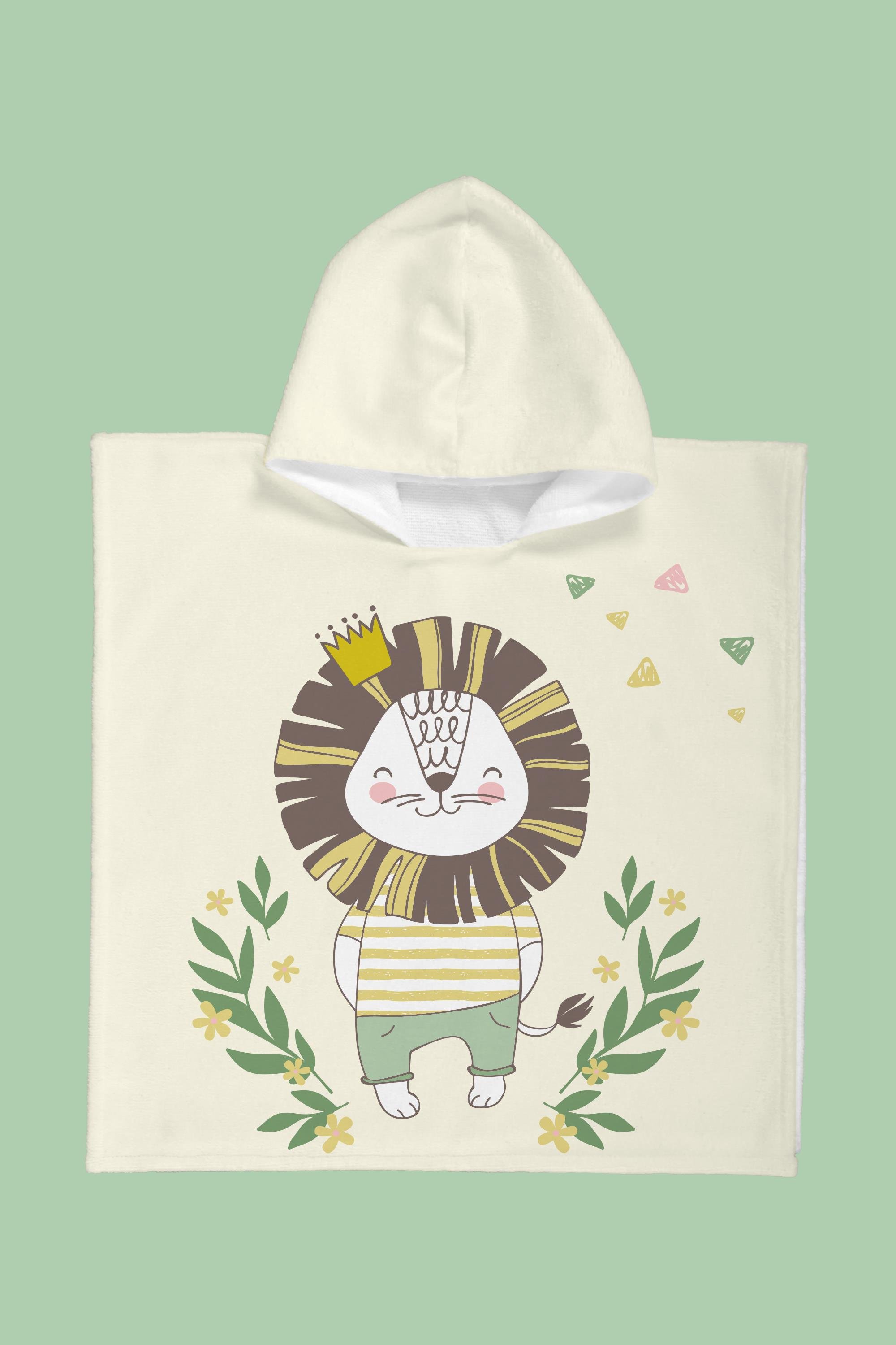 Evdek Lion Çocuk Panço Plaj Havlusu