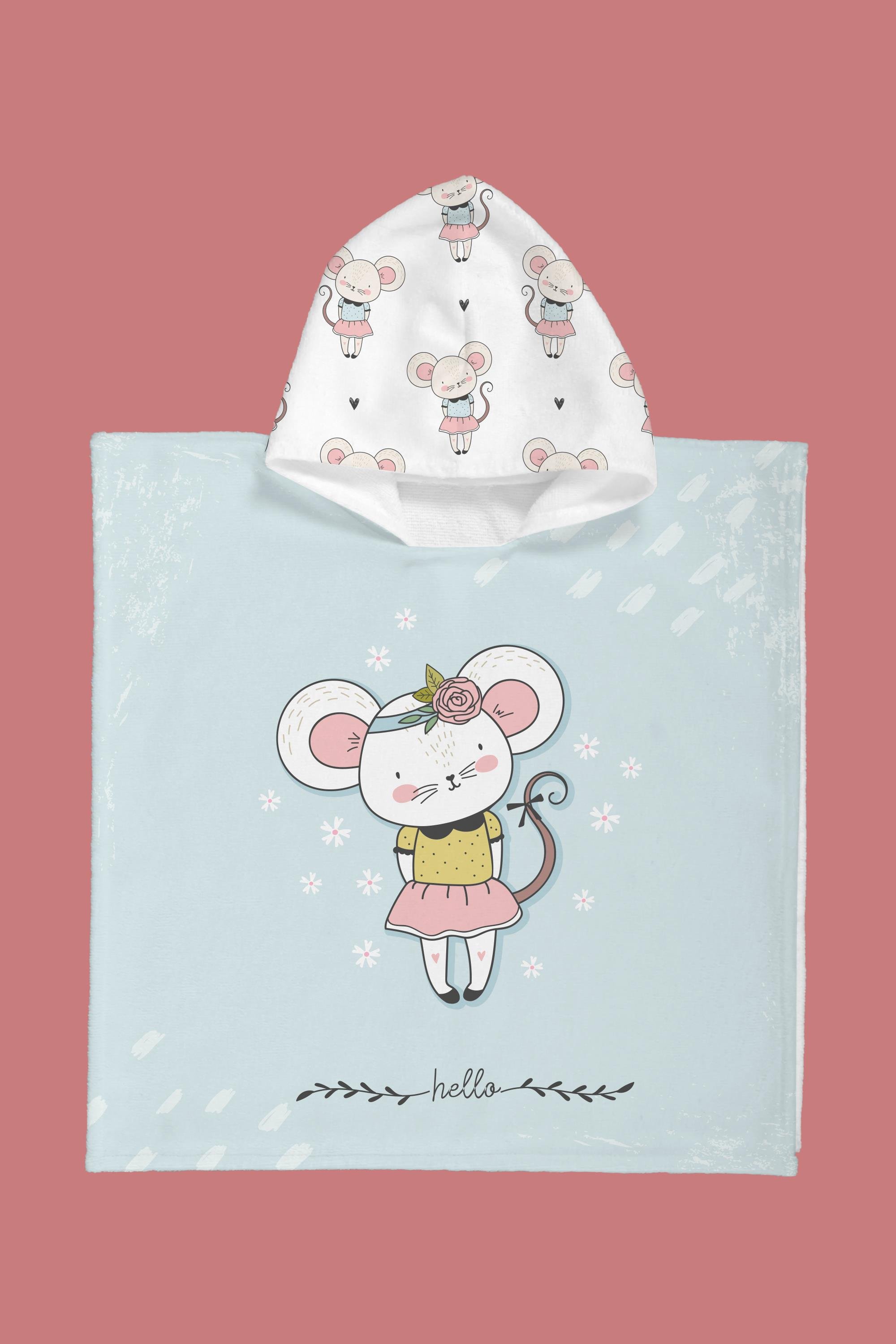 Evdek Pleasant Mouse Çocuk Panço Plaj Havlusu