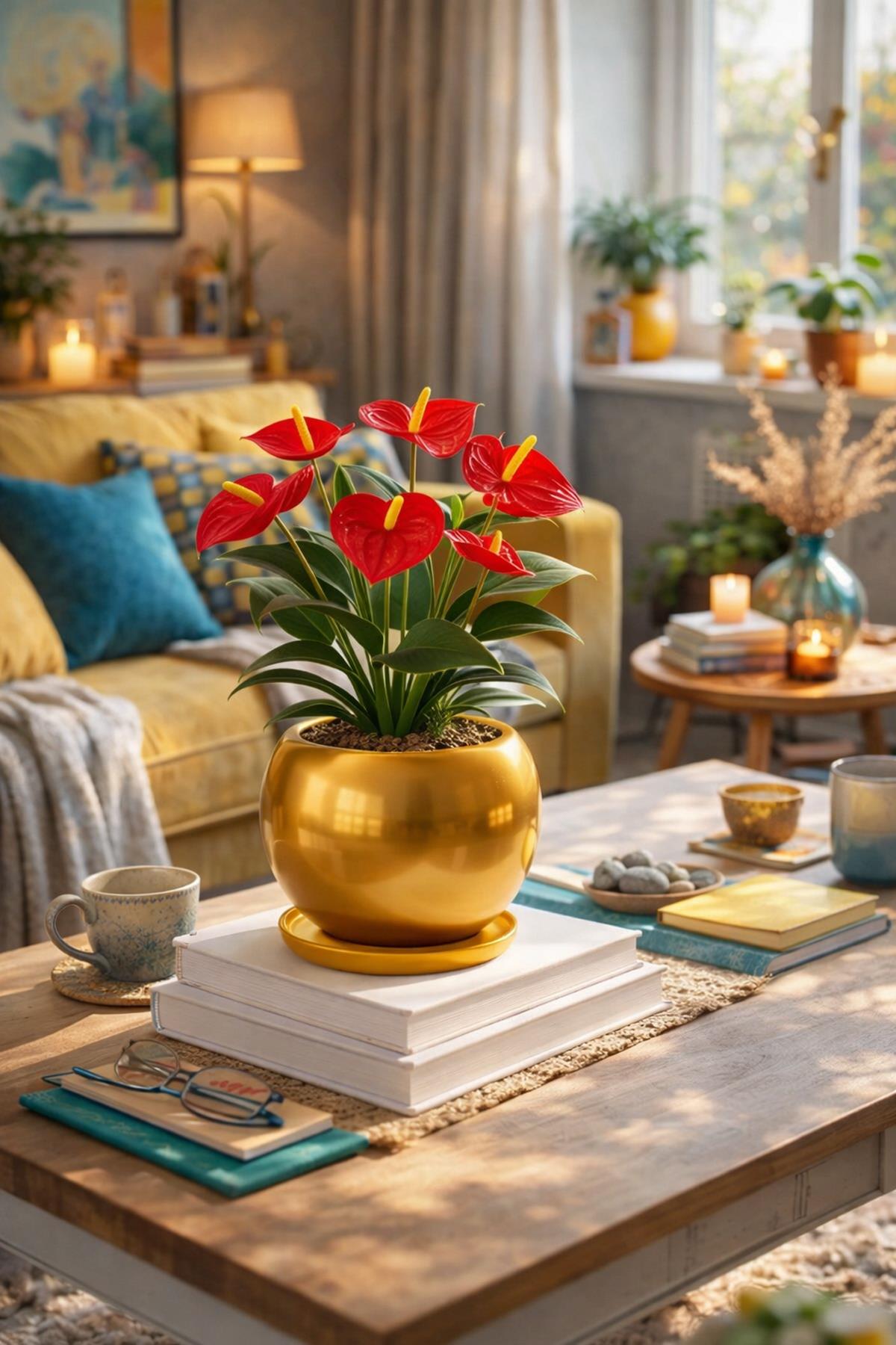 Evdek Tabaklı Altın Tombul Çömlek Saksı 16x15 Cm