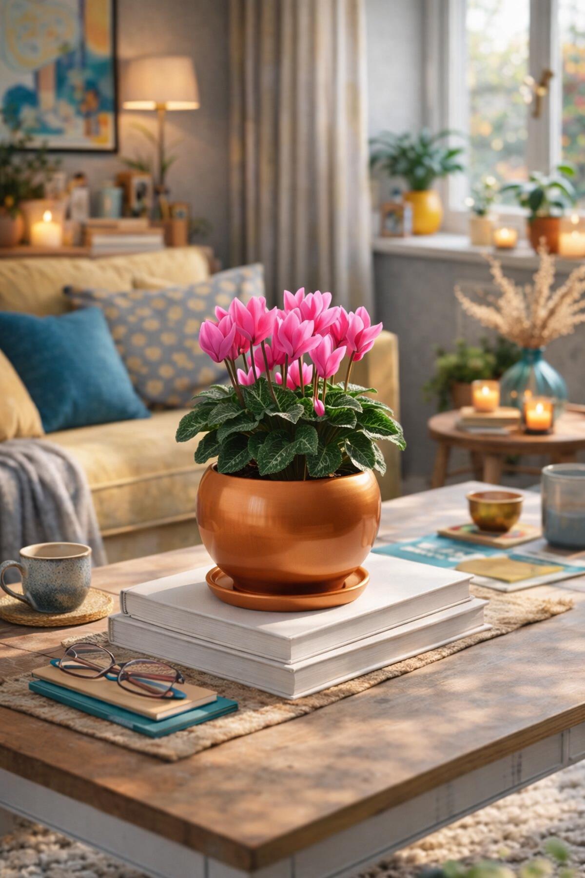 Evdek Tabaklı Bronz Tombul Çömlek Saksı 16x15 Cm