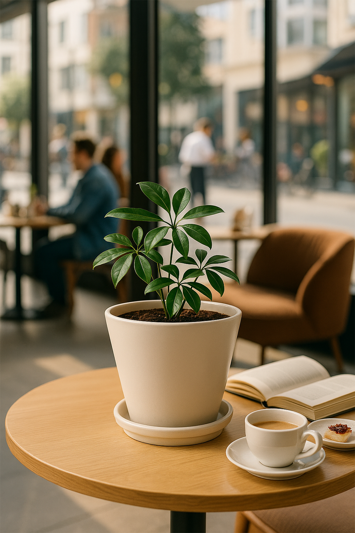 Evdek Tabaklı Krem Konik Çömlek Saksı 14x15 Cm