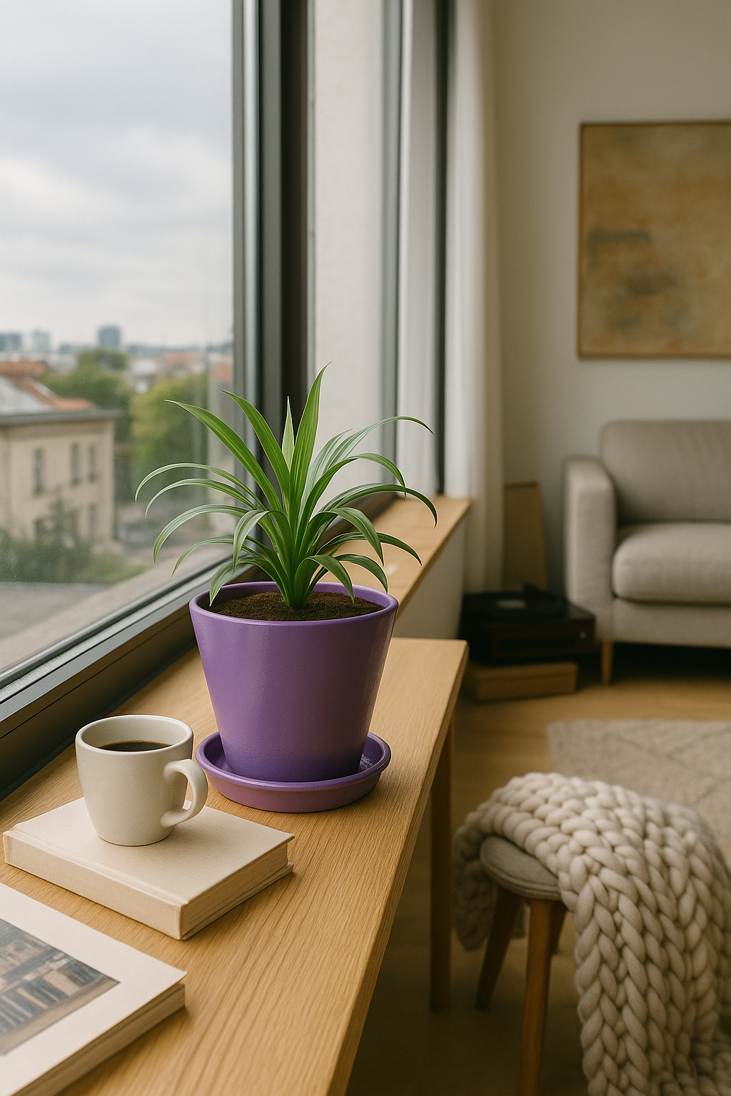 Evdek Tabaklı Lila Konik Çömlek Saksı 14x15 Cm