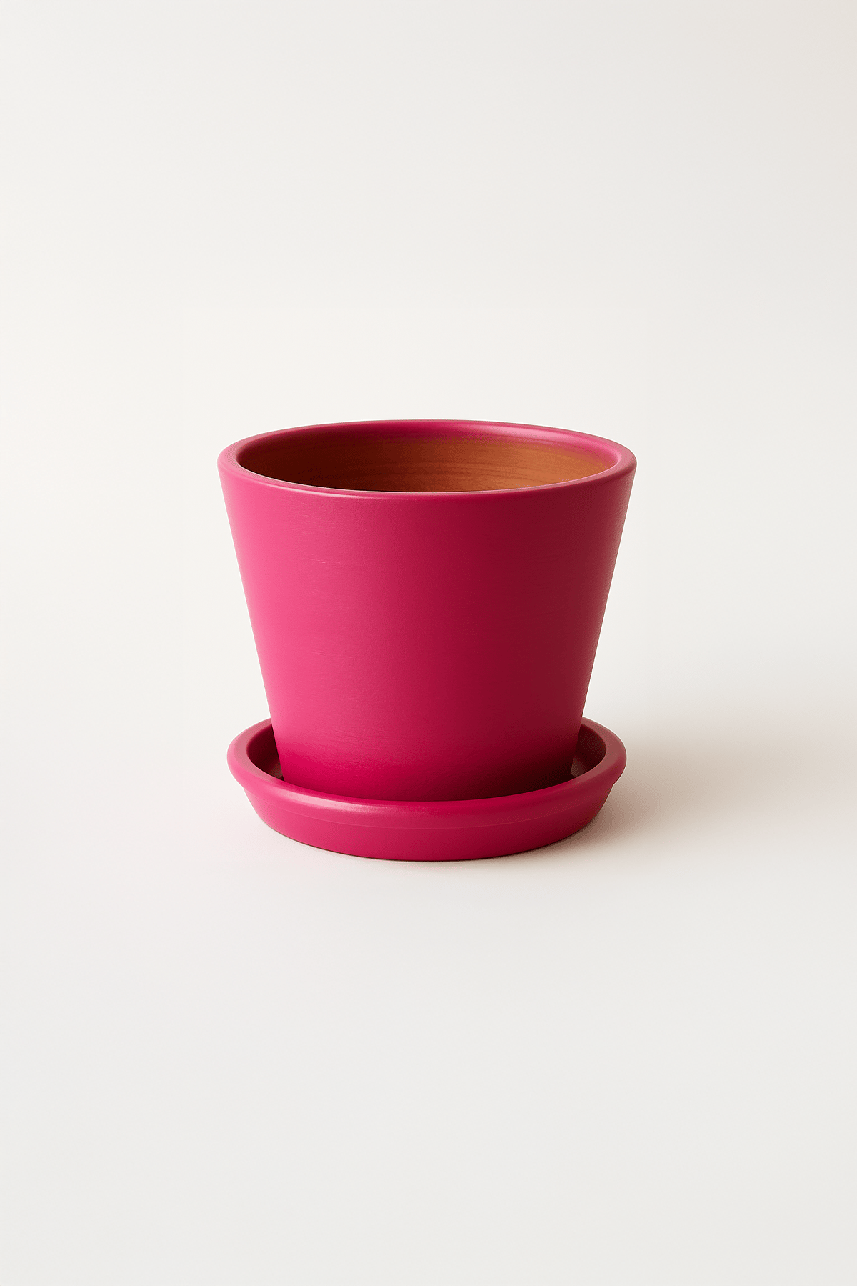 Evdek Tabaklı Pembe Konik Çömlek Saksı 14x15 Cm