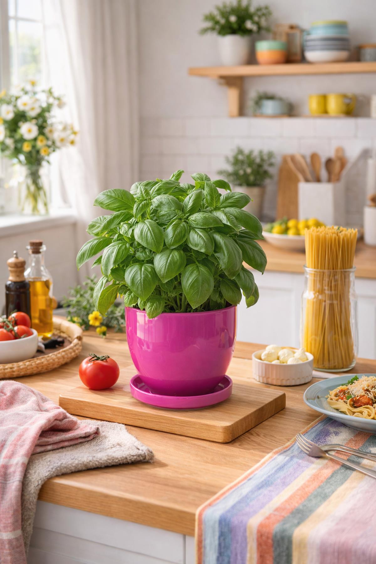 Evdek Tabaklı Pembe U Çömlek Saksı 16x16 Cm