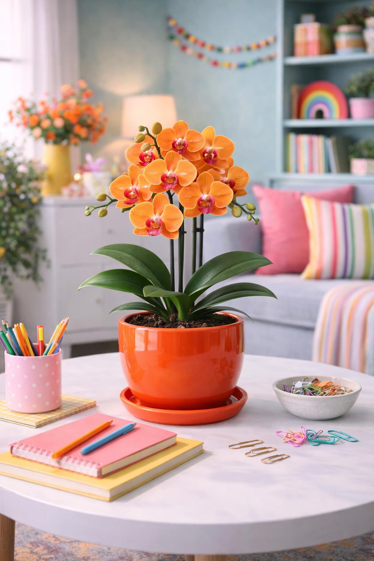 Evdek Tabaklı Turuncu U Çömlek Saksı 24x24 Cm - 7032860