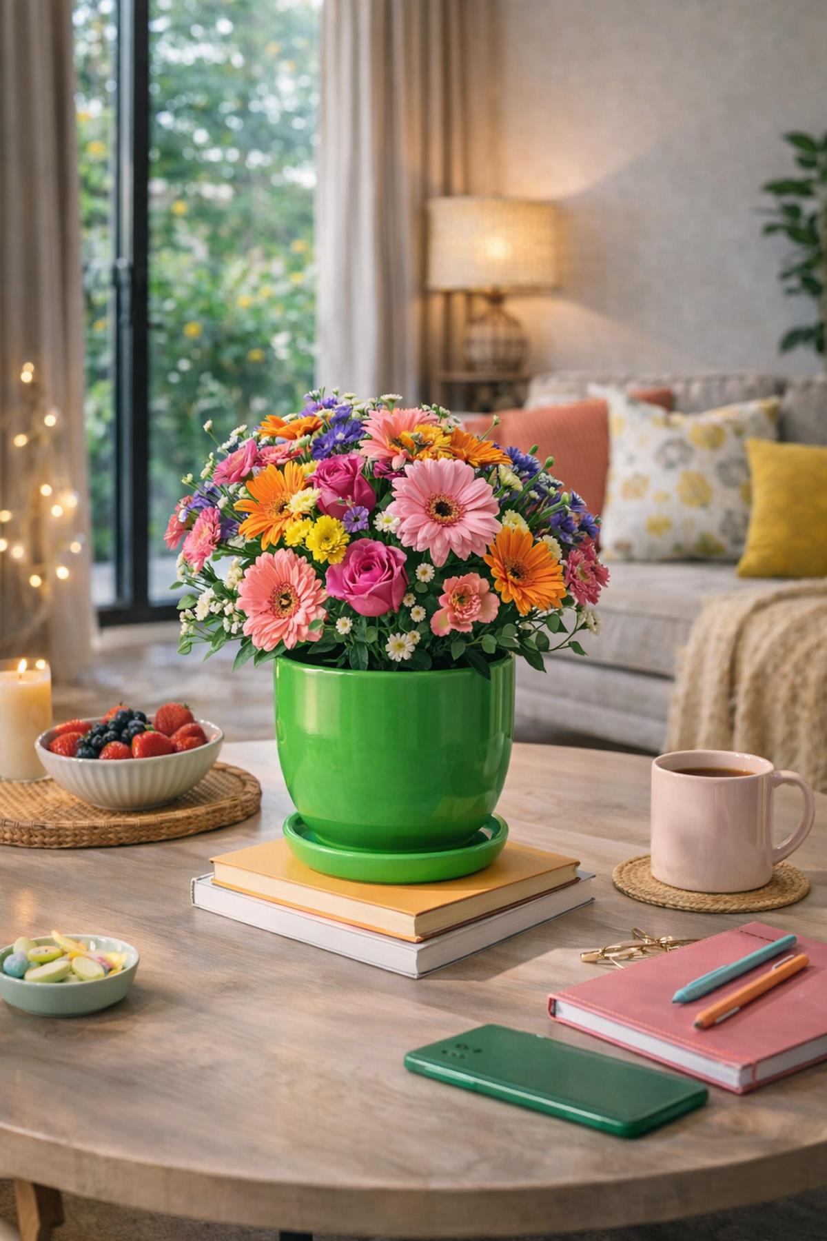 Evdek Tabaklı Yeşil U Çömlek Saksı 24x24 Cm