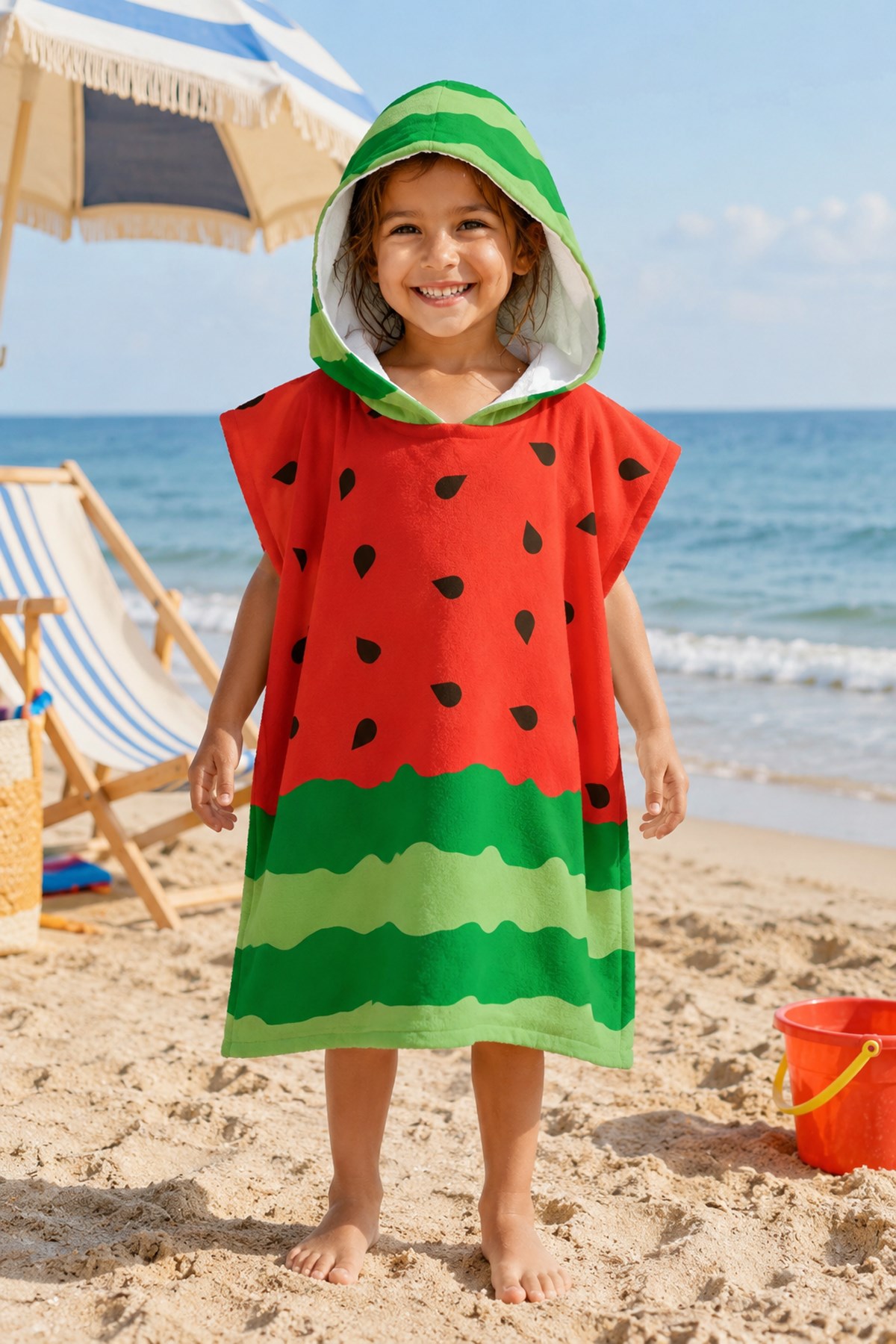 Evdek Watermelon Çocuk Panço Plaj Havlusu - 7056545