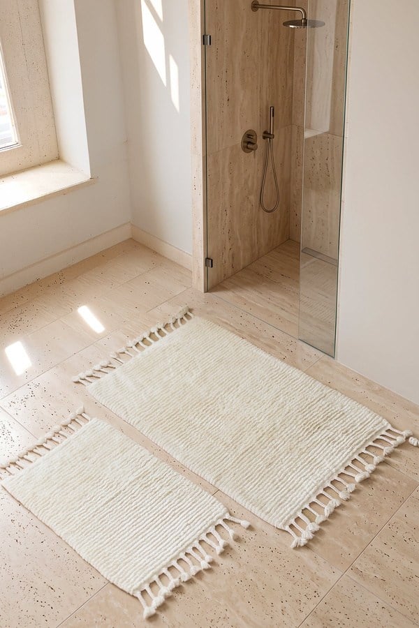 İrya Belina Banyo Paspası Milk Ekru 40x60+60x90 Cm - 202602113