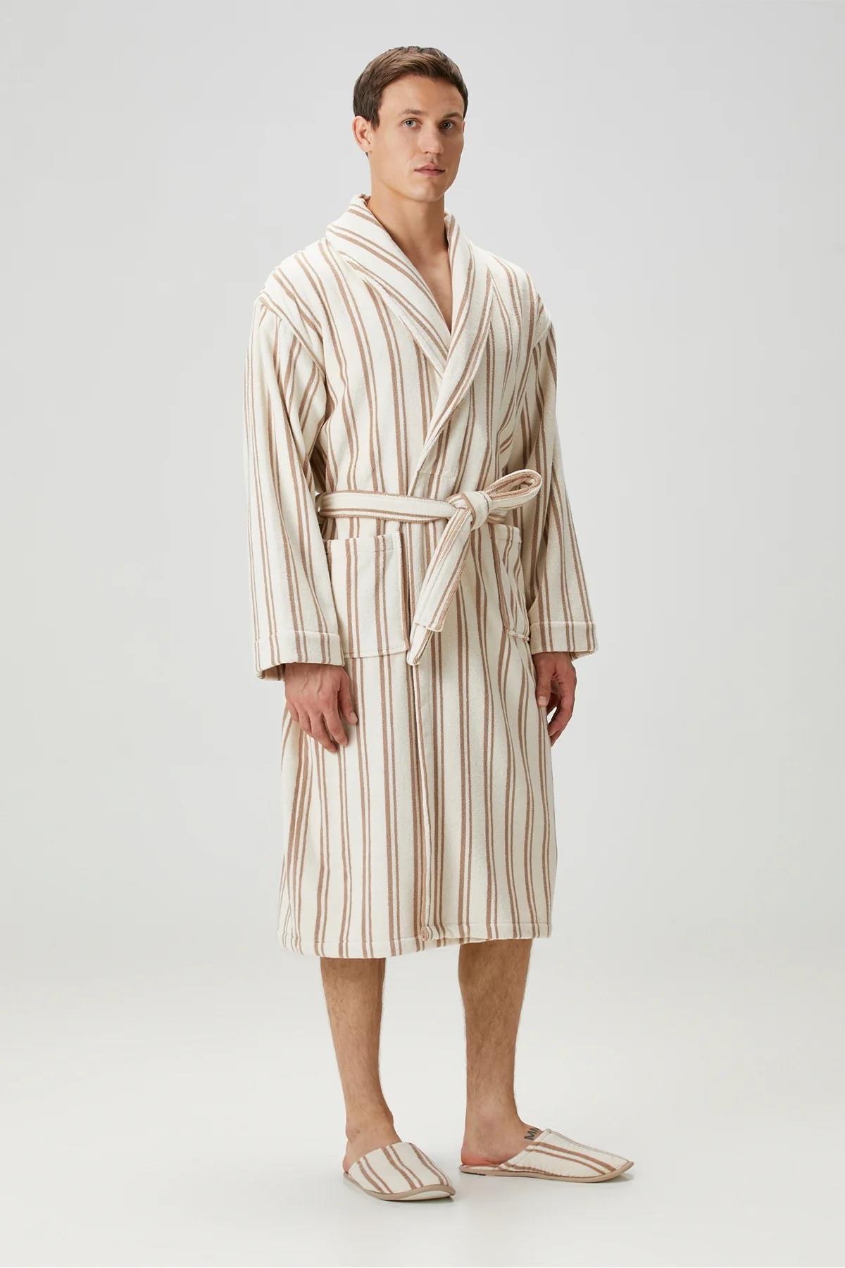 İrya In Lines Erkek Pamuk Bornoz Mocha S/M
