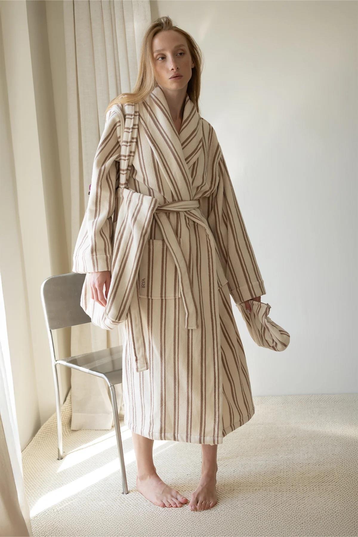 İrya In Lines Kadın Pamuk Bornoz Mocha L/XL