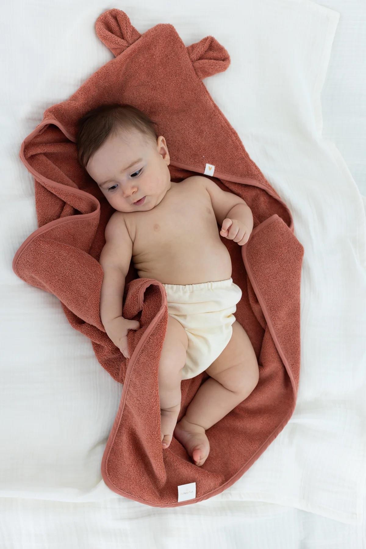 İrya Tiny Bear Organik Pamuklu Kundak Kiremit 75x75 Cm