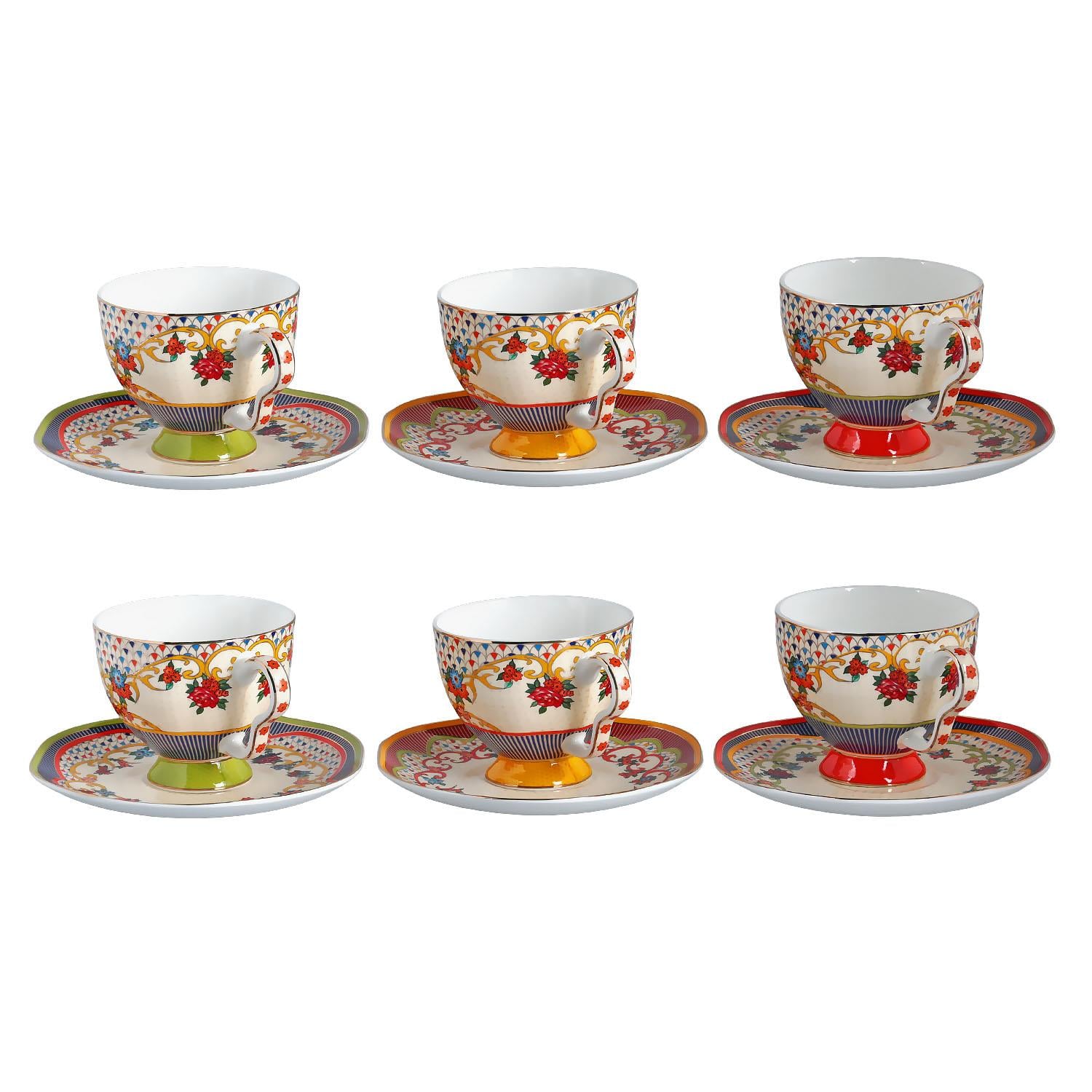 Lucky Art Fiora Bone Çay Fincan Takımı 12 Parça - LYTH 057