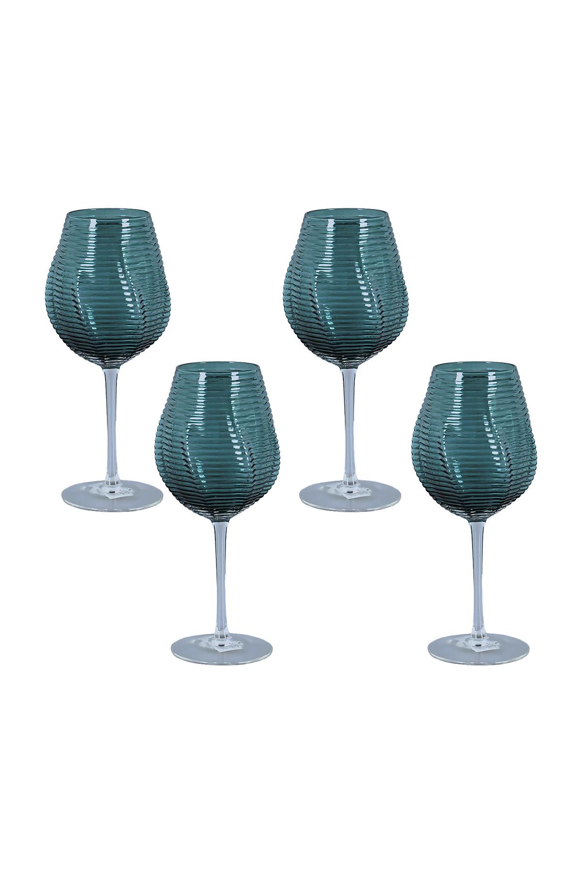 Lucky Art Florance Cam Kadeh Seti Mavi 4 Parça