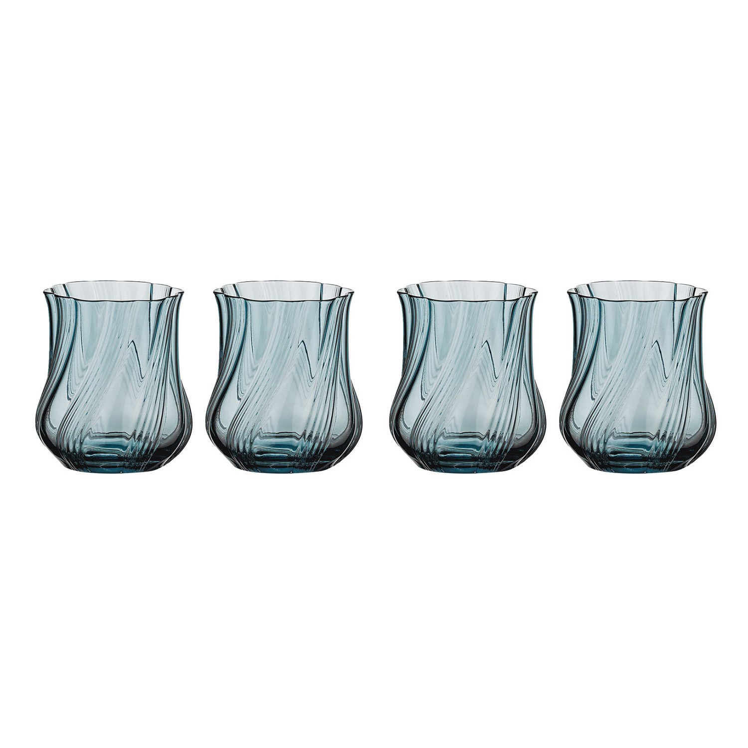 Lucky Art Luzia Cam Su Bardağı Seti Mavi 350 Ml 4 Parça - LYSO 110