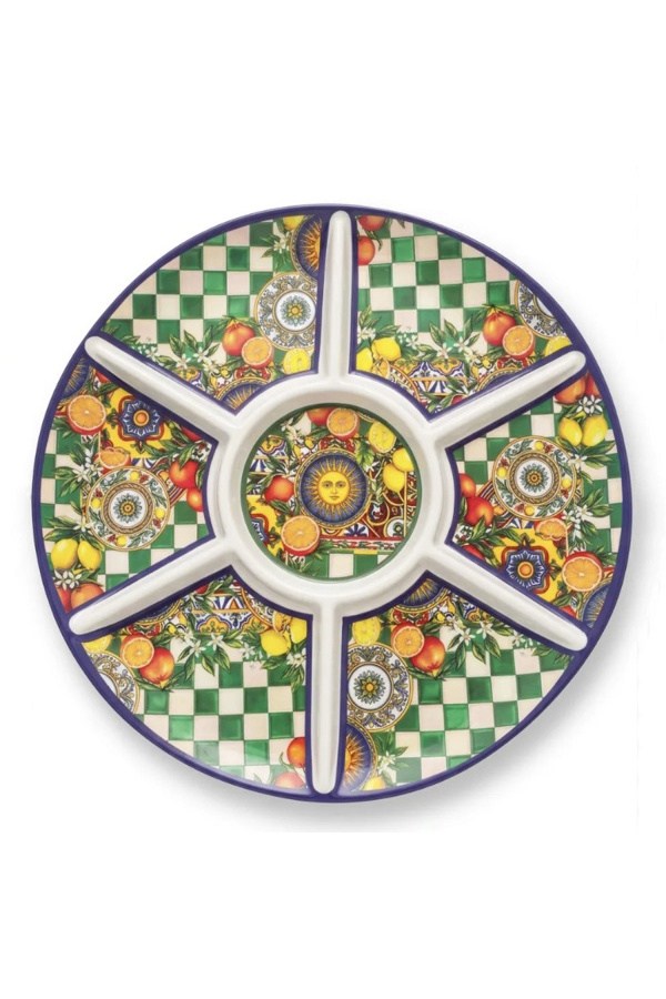 Lucky Art Sanora Yuvarlak Melamin 7 Bölmeli Dönen Meze Tabak Seti - DIO30071