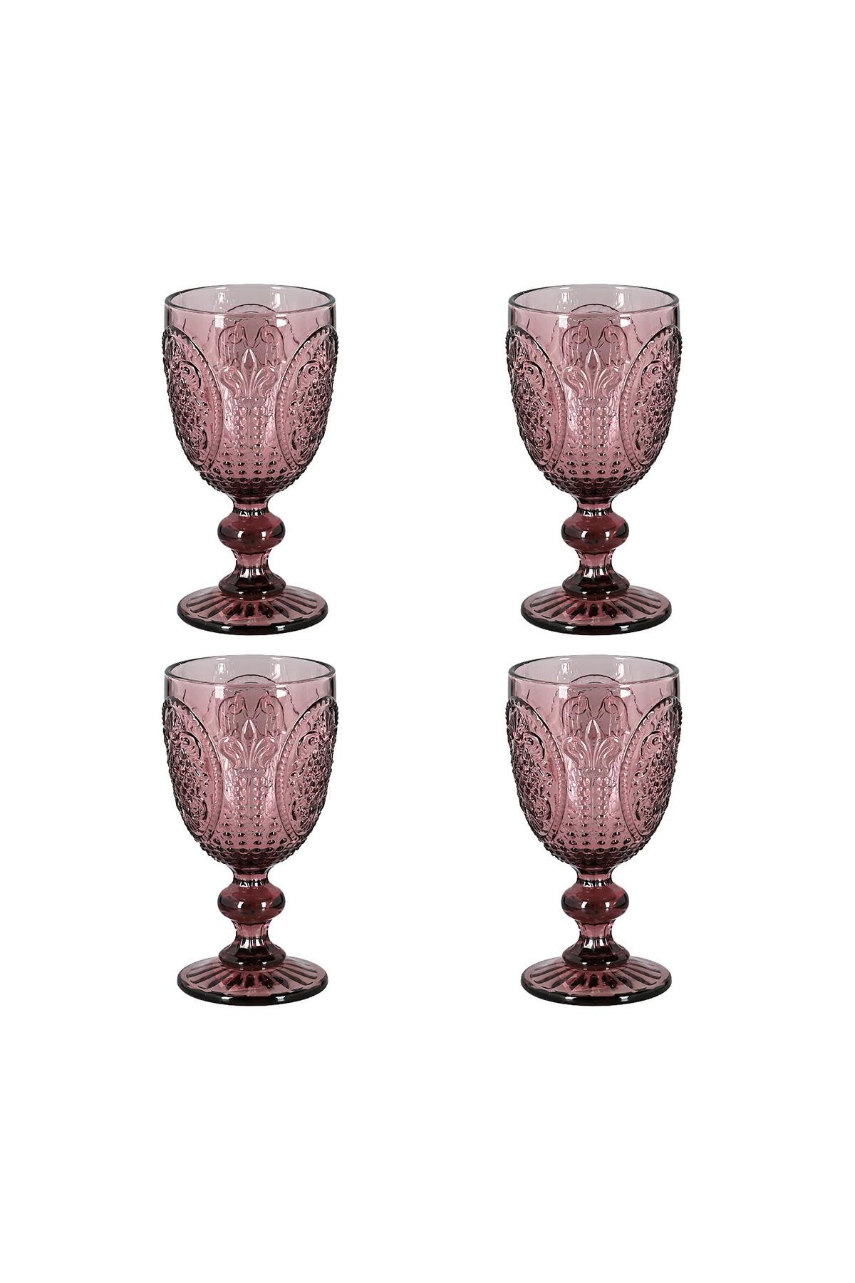 Lucky Art Velora Cam Kadeh Seti Mor 4 Parça