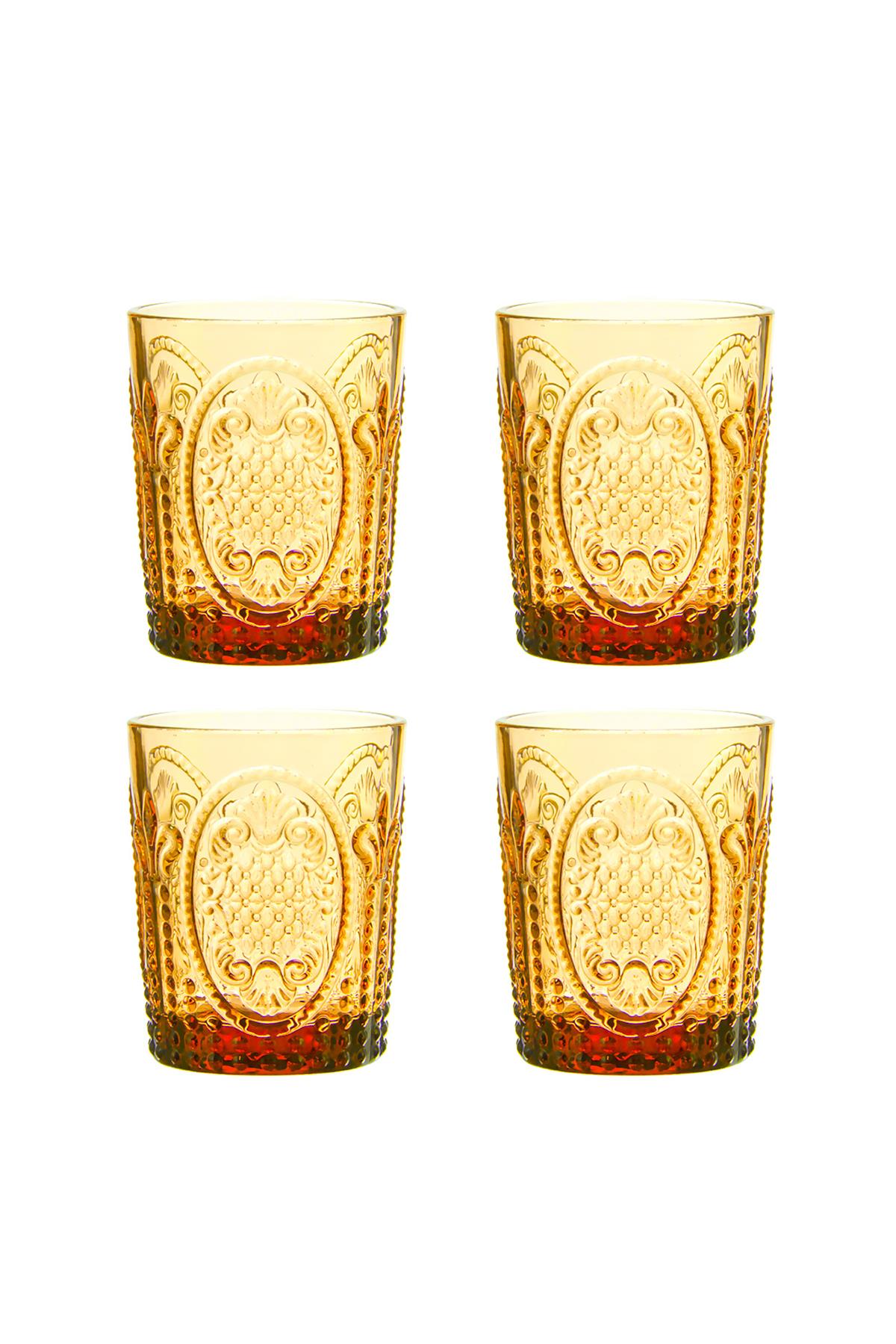 Lucky Art Velora Cam Su Bardağı Seti Amber 4 Parça