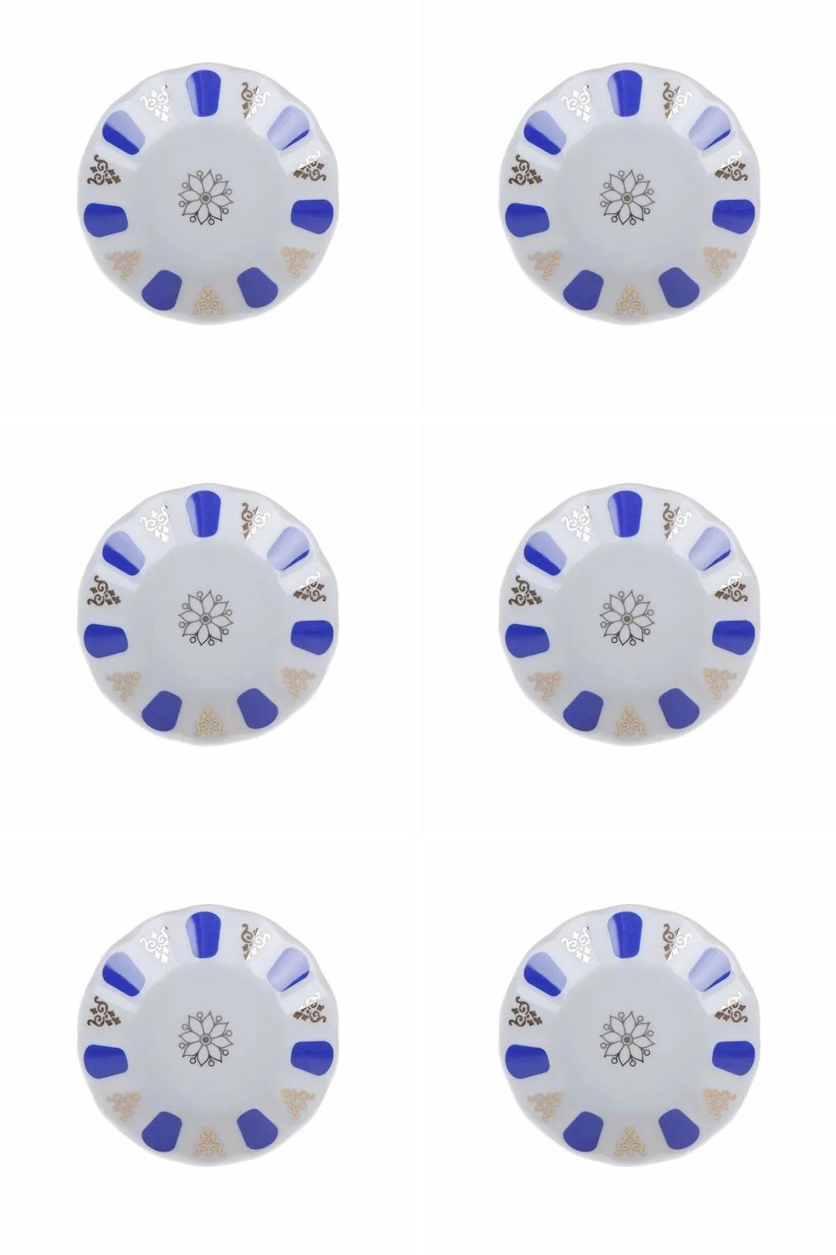 Porland 6'lı Mavi Yaldızlı Çay Tabak