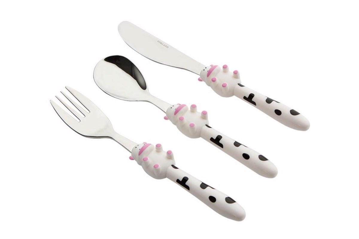 Porland Mini Cow Çocuk Çatal Kaşık Bıçak Takımı 3 Parça