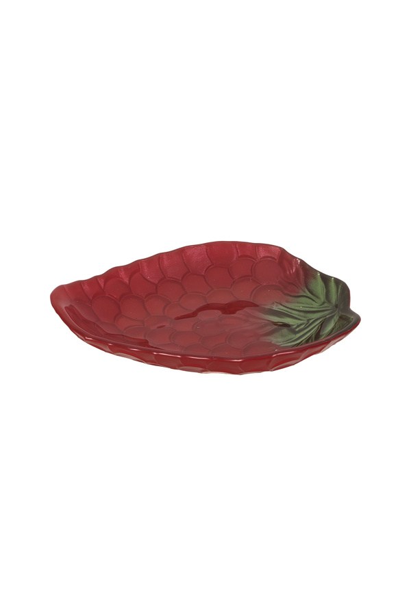Porland Üzüm Cam Çerezlik Bordo-Yeşil 16 Cm - 04STY012090