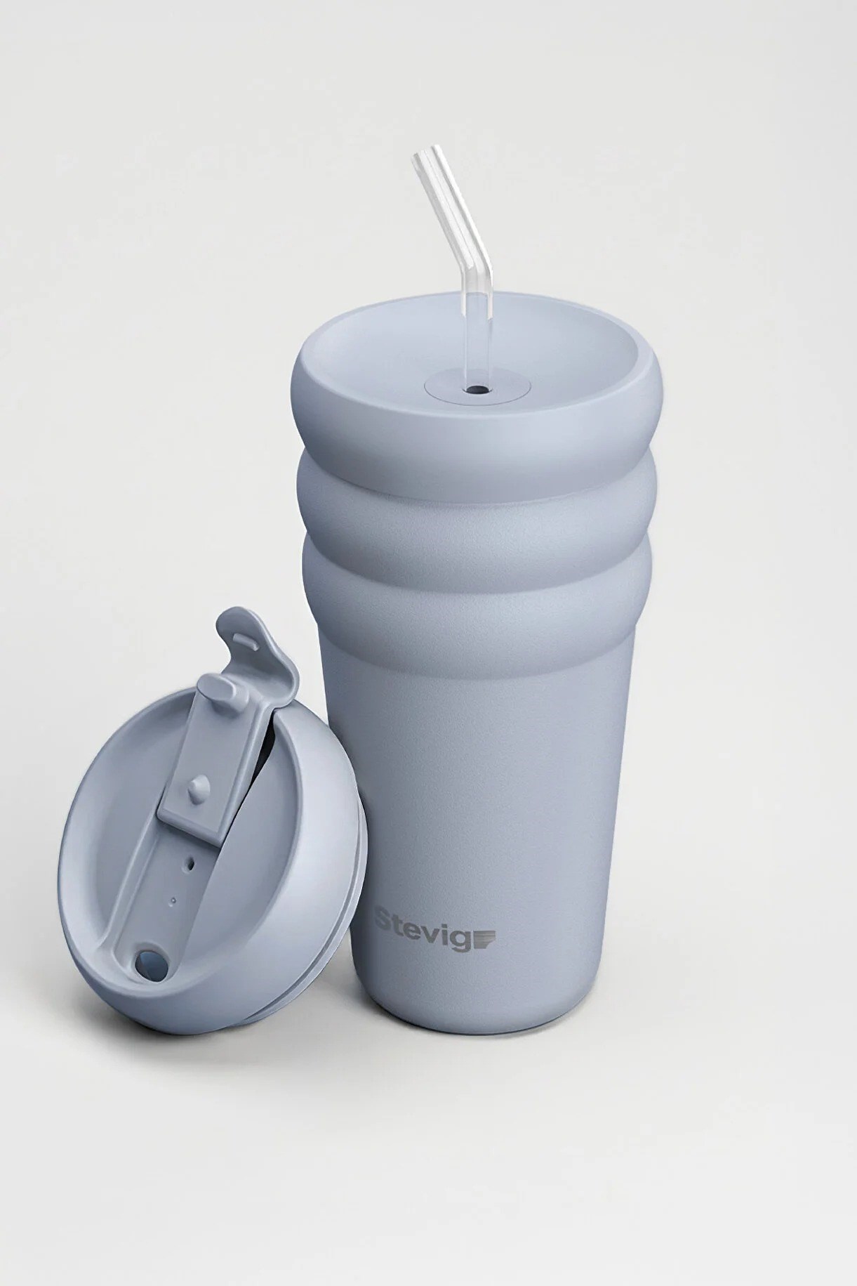 Stevig 3 Bubble Two-Cap Straw Tumbler Çelik Termos Zen Blue 600 ml - 961110005678