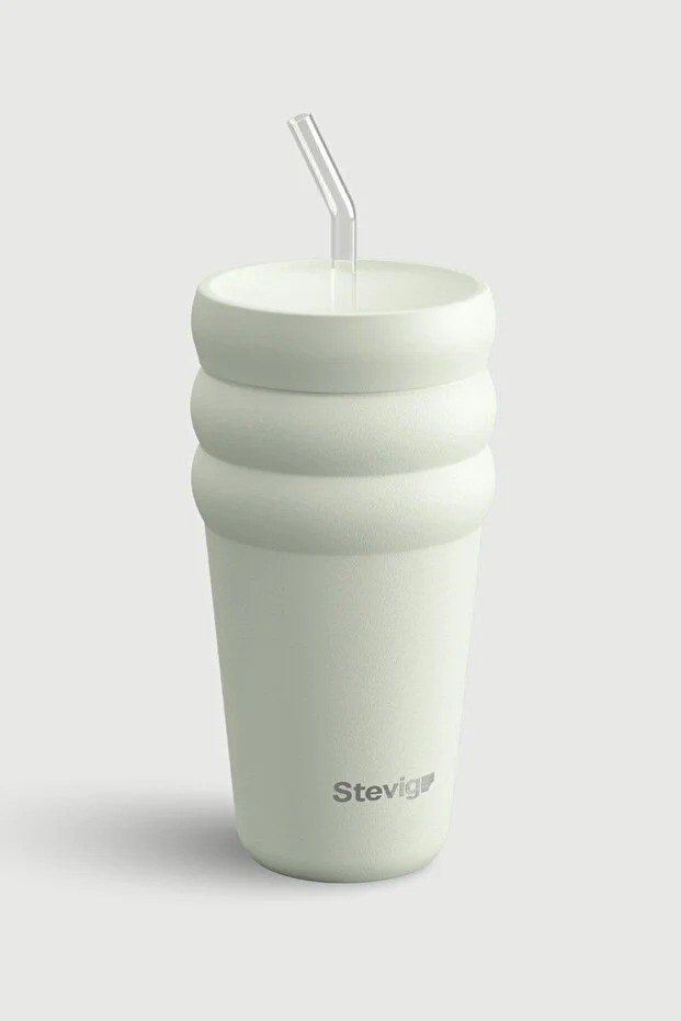 Stevig 3 Bubble Two-Cap Straw Tumbler Çelik Termos Lightest Sky 600 ml - 961110005675