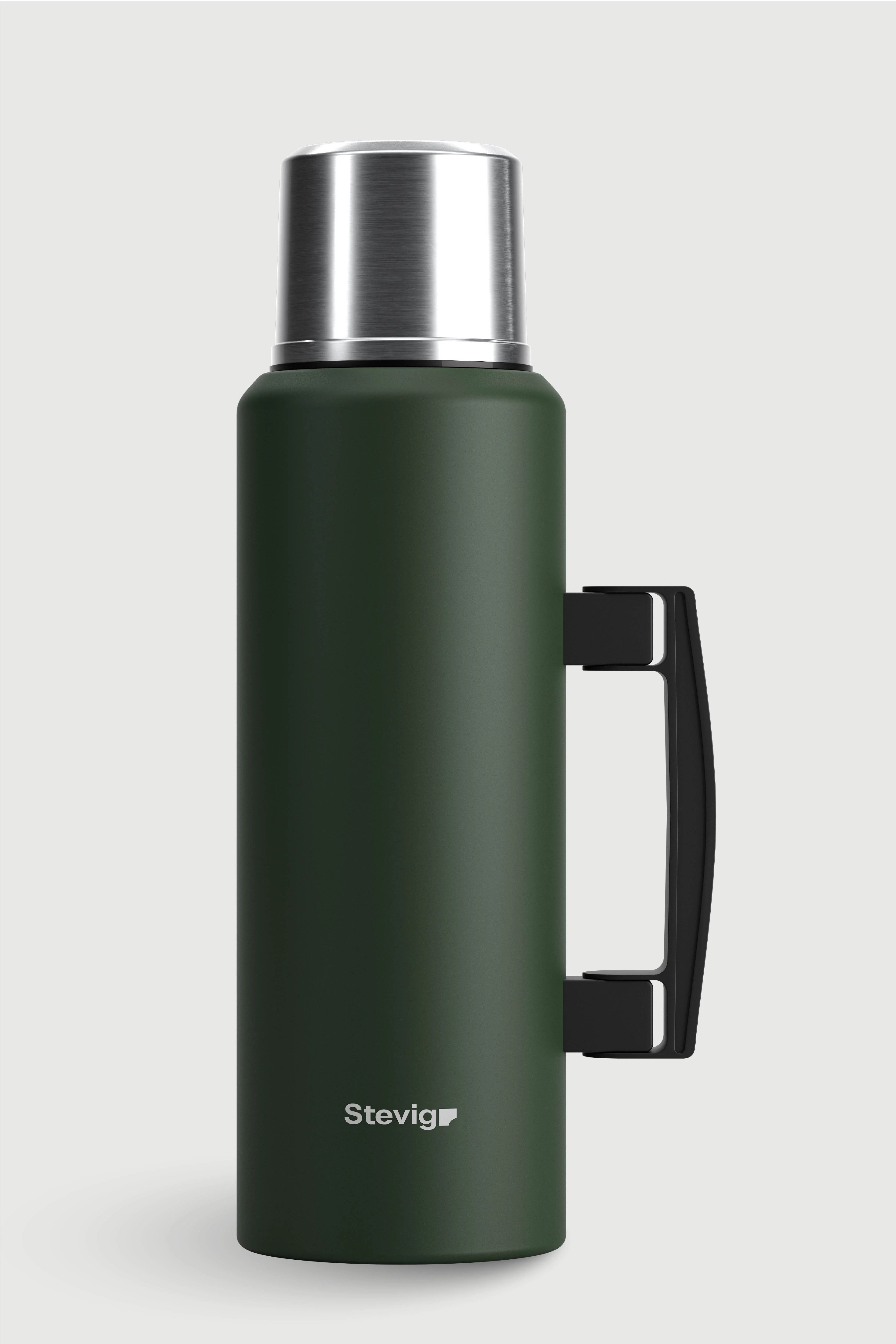 Stevig 4 Camp Klasik Vakumlu Kulplu Çelik Termos Green 1.5 lt - 961110003432