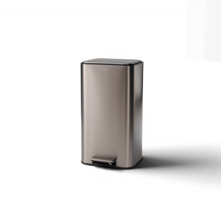 Vivarel Square Pedallı Çöp Kovası Mat Metalik Açık Gri 30 L - VA 9204