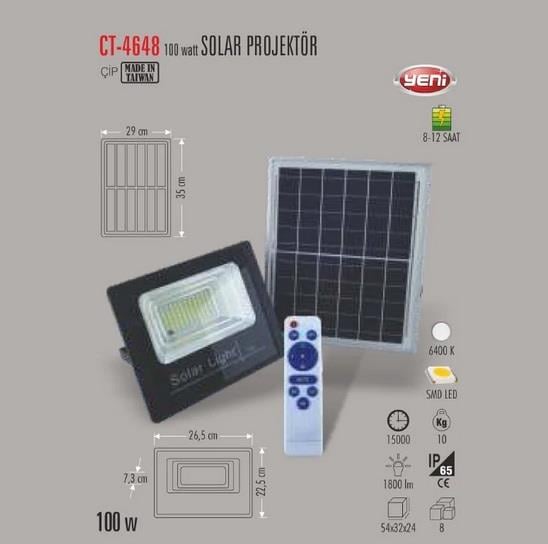 Cata 120W SOLAR Led Sokak Prjektör CT-4648 Beyaz Işık