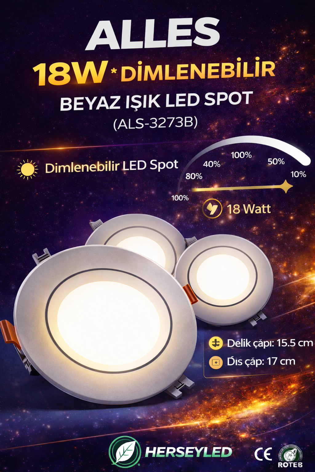 18W DİMLENEBİLİR LED SPOT BEYAZ