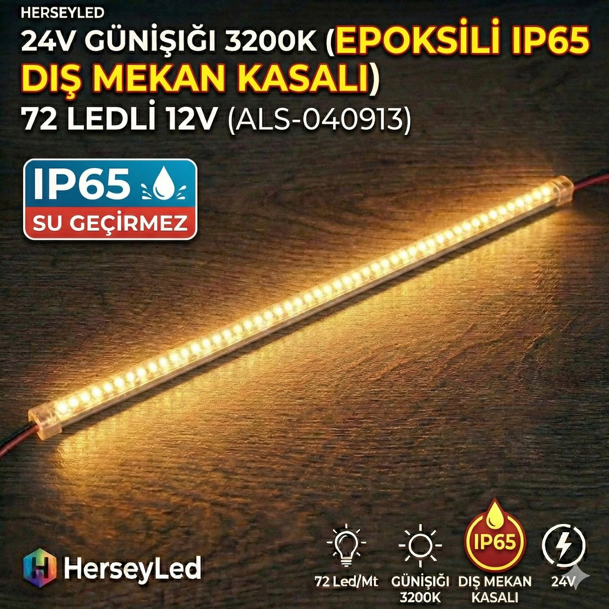 24 VOLT BAR LED DIŞ MEKAN EPOKSİLİ GÜNIŞIĞI