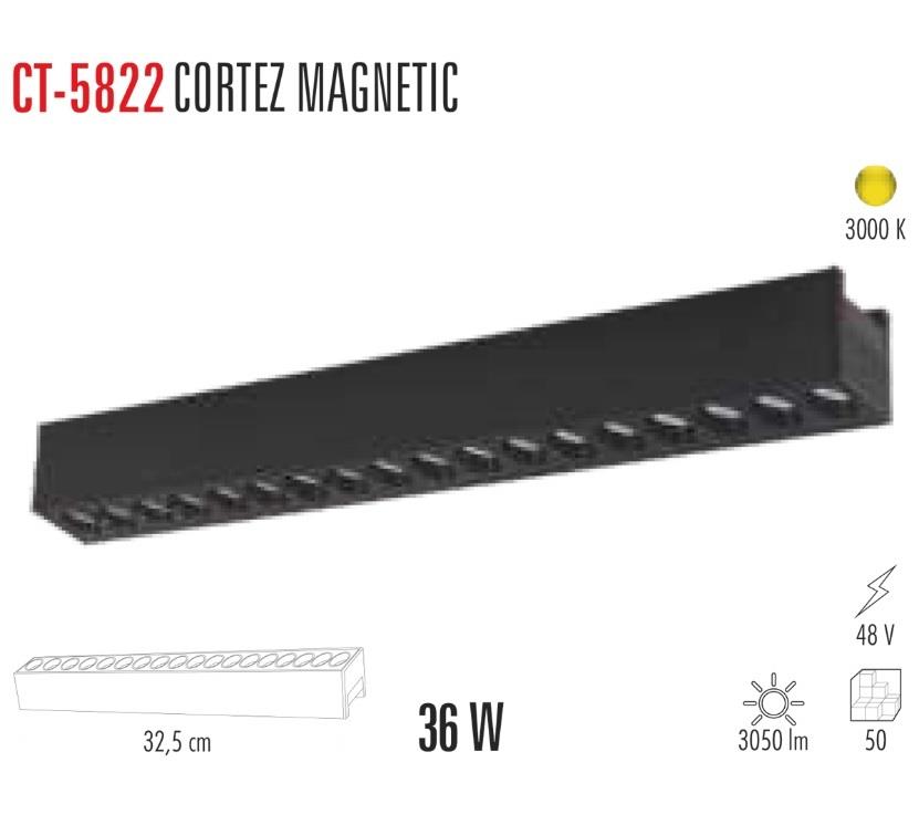 36W CORTEZ MAGNETIC SPOT SİYAH (GÜNIŞIĞI) CATA CT-5822G