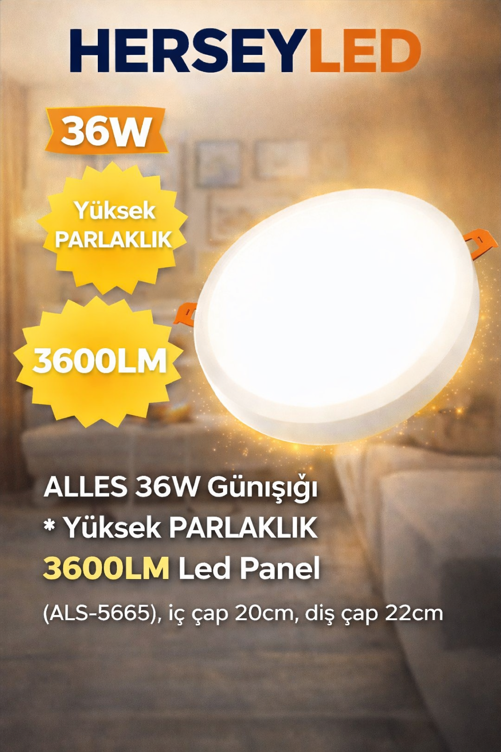 36w Günışığı Yüksek Lümen Led Panel