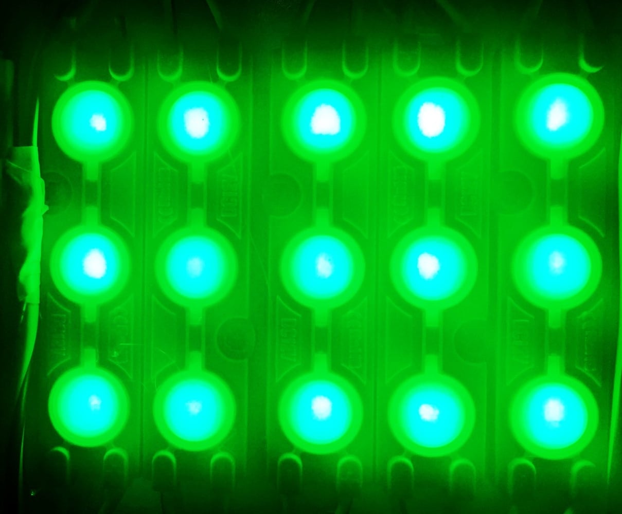 12V Yeşil 1 Watt Mercekli Modül LED 100 Adet – Canlı ve Odaklı Işık