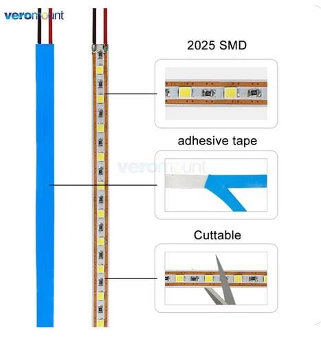 5V Beyaz Şerit LED – 5mm, 120 LED/Metre, 6500K, IP20, İç Mekan, 5 Metre Paket