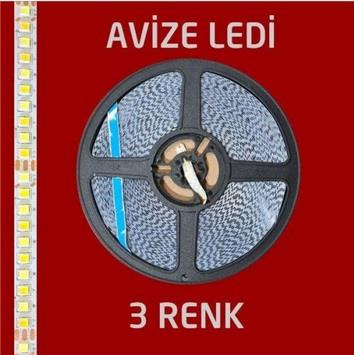 AVİZE LEDİ 3 RENK ( BEYAZ + 4000K + GÜNIŞIĞI ) 15mt rulo sabit akım şerit led 