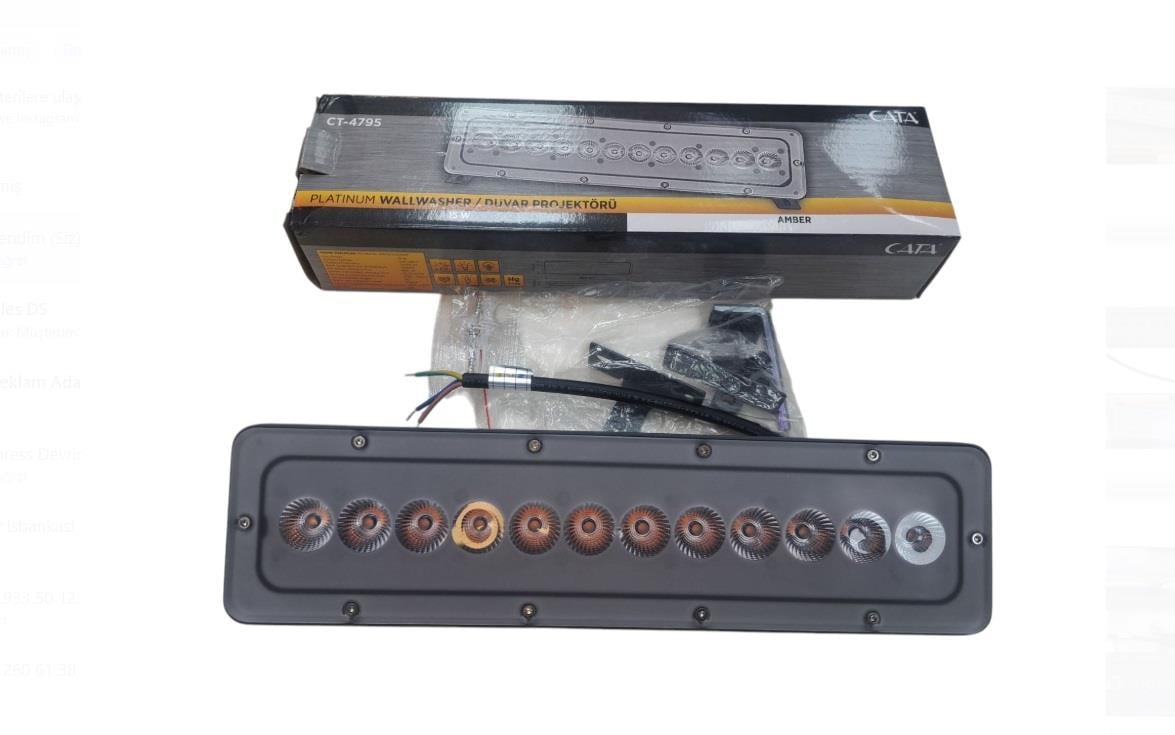 CATA CT-4795 15W Platinium Wallwasher – 30cm Amber Işık, 220V, IP65 Dış Mekan Buhar Filtresi, 960 Lümen