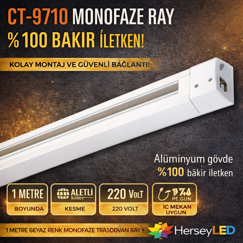 CATA CT-9710 MONOFAZE RAY ( 1-MT )  BEYAZ KASA - TAM BAKIR - ALİMİNYUM GÖVDE
