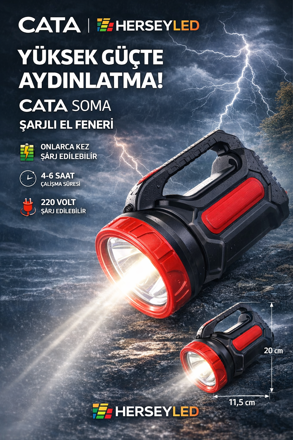 CATA (CT-9952) SOMA ŞARJLI EL FENERİ