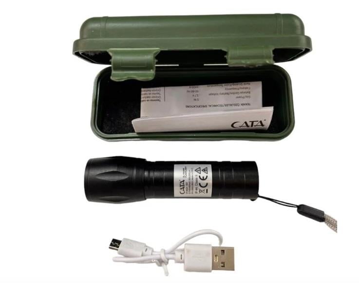 CATA Şarj Edilebilir Ledli 5W Polis El Feneri Beyaz ışık fonksiyonlu CT-8024