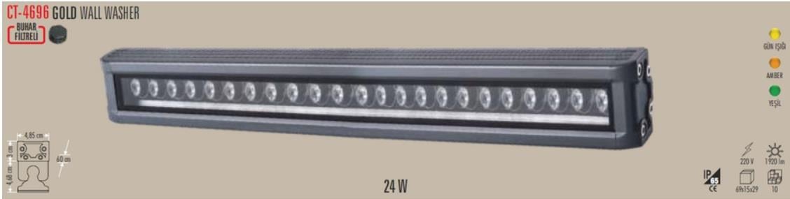 CATA 24 Watt Gold Wallwasher 60 cm Amber Renk CT-4696