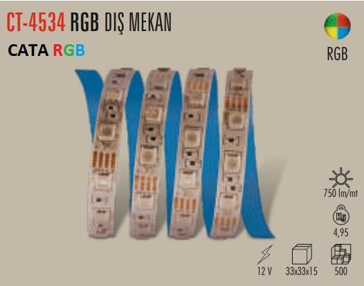 Cata CT-4534 12V RGB Silikonlu Şerit LED (5 Metre)
