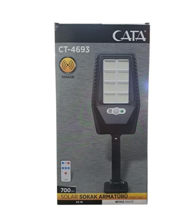 Cata CT-4693 40W Güneş Enerjili Solar Sokak Aydınlatma Armatürü Konsollu – Beyaz Işık