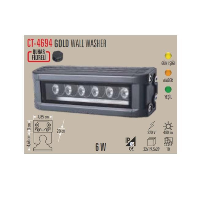 Cata GÜNIŞIĞI 6 Watt Gold Wallwasher 20 cm CT-4694 G