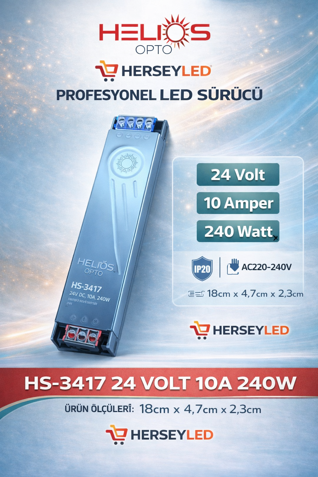HELİOS HS-3417 24V 10 Amper 240W LED TRAFO