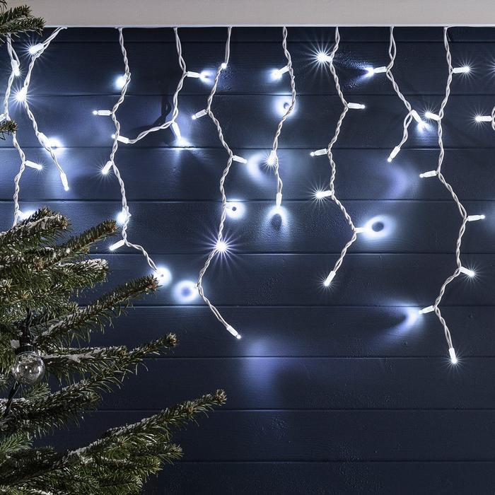 LED Saçak Işık – 2x1 Metre, Günışığı Beyaz, Parıltılı, IP20, Şeffaf Kablo, Eklenebilir, İç Mekan Yılbaşı Dekoru