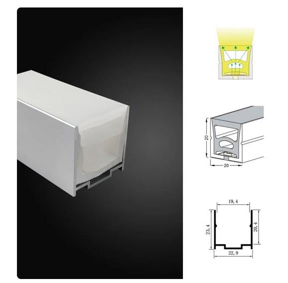 NEON LED KANALI - 220V NEON TUTUCU  - 3MT BOY ALİMİNYUM
