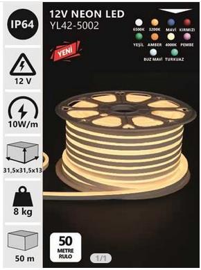 NOAS 12V NEON AMBER 2700K 50MT TOP 5X12 MM YL42-5006