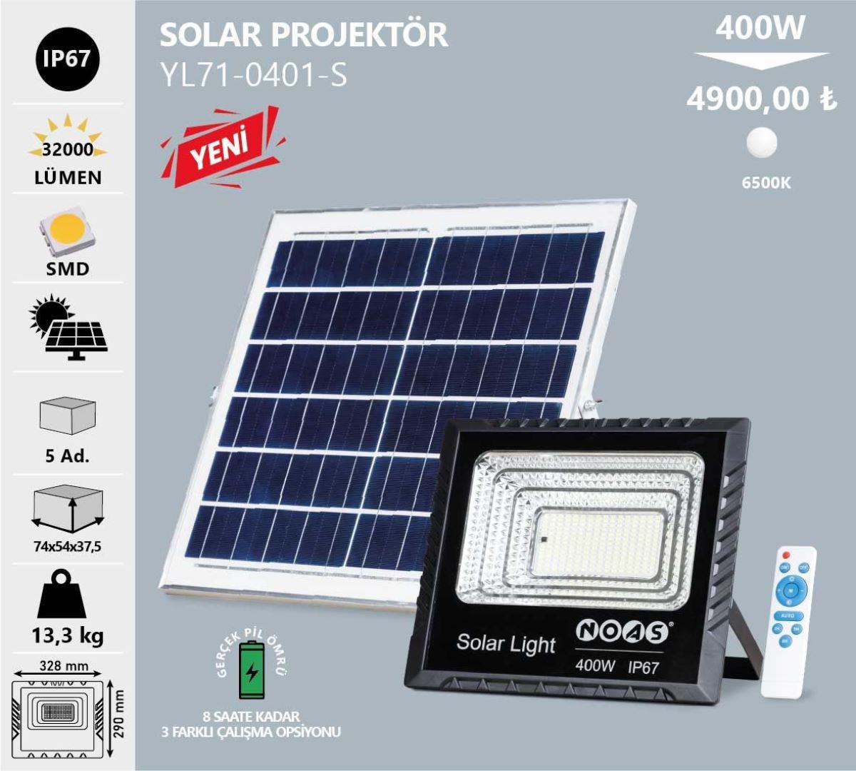 NOAS 400W SOLAR PROJEKTÖR BEYAZ YL71-0401-S