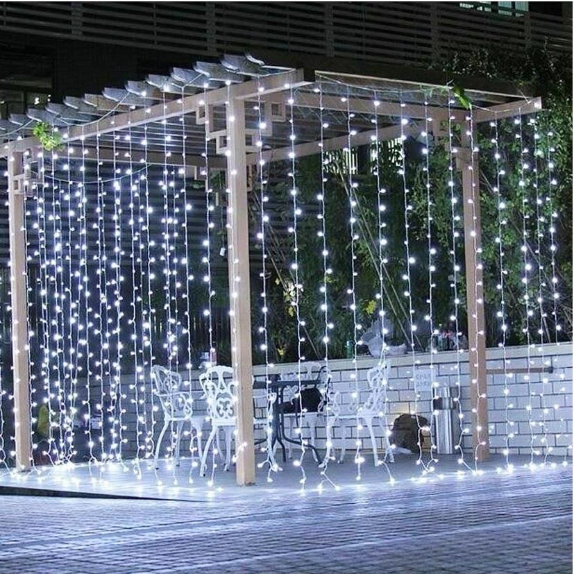 YILBAŞI LED IŞIK PERDE LED 2X2mt BEYAZ IŞIK  SABİT YANAR  (400 LEDLİ ) ŞEFFAF KABLO  EKLENEBİLİR IP65